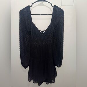Lulu's Black Backless Long Sleeve Dress